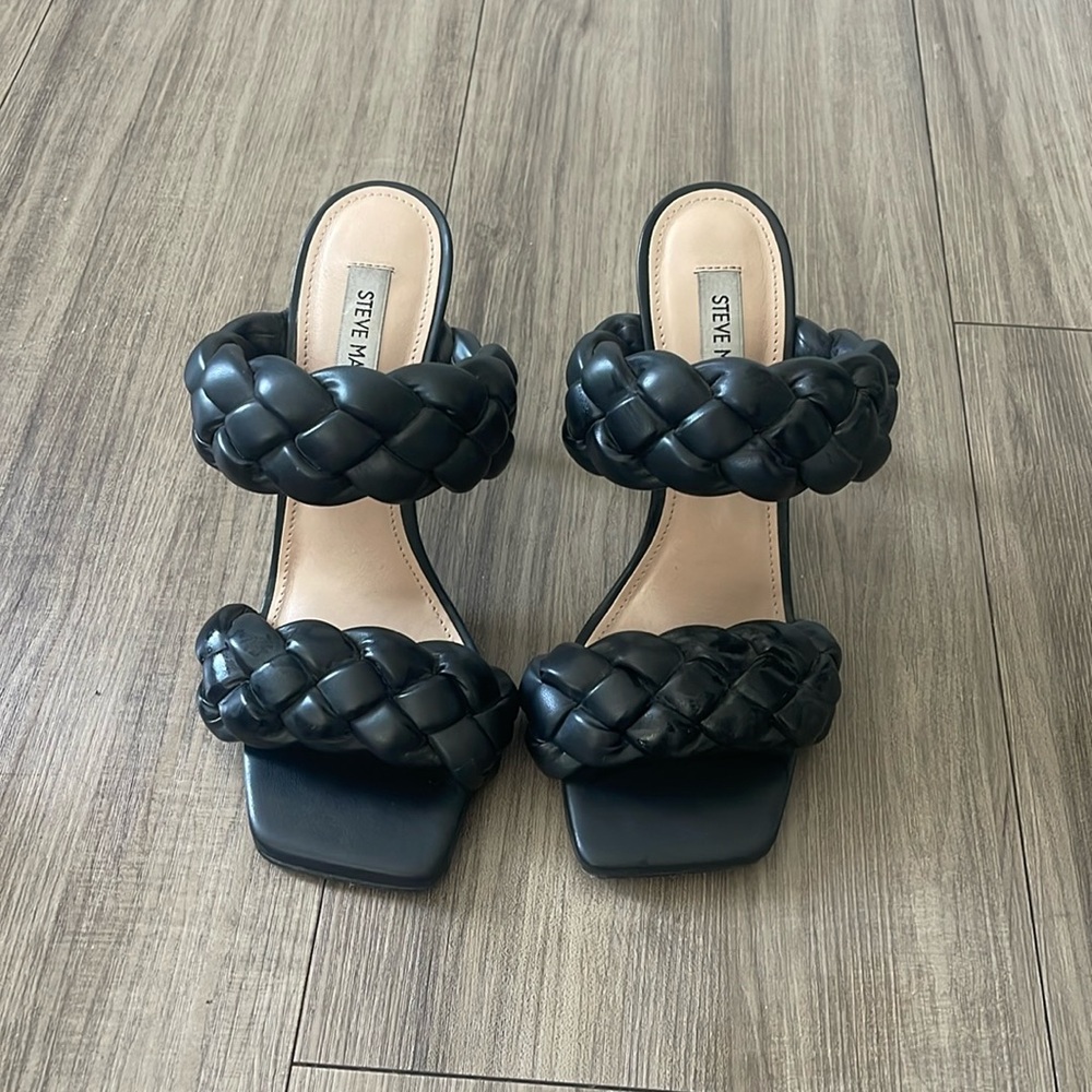 Black 5” woven heels